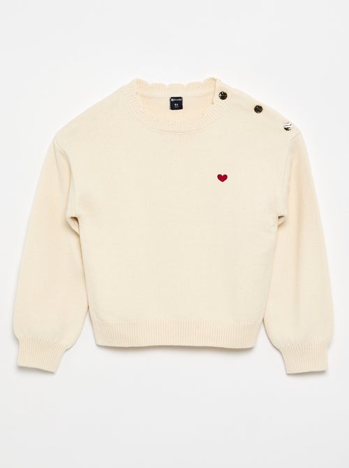 Pull avec ouverture boutonnée épaule - Kiabi