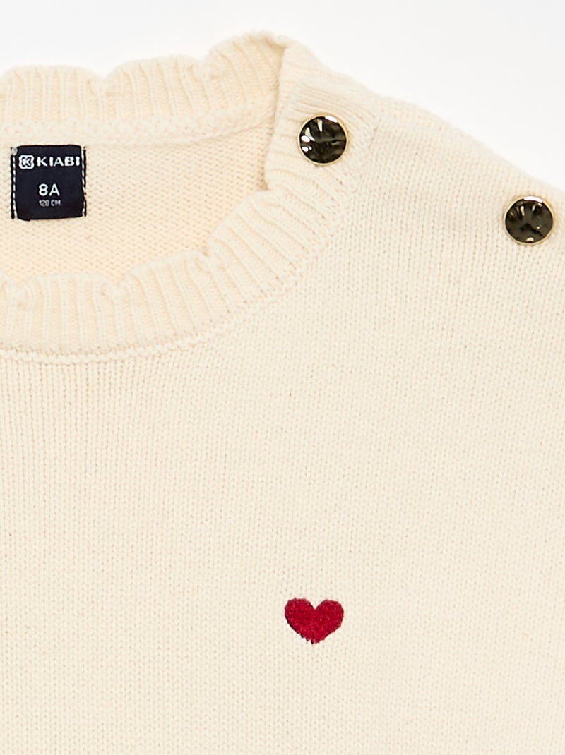 Pull avec ouverture boutonnée épaule Blanc - Kiabi