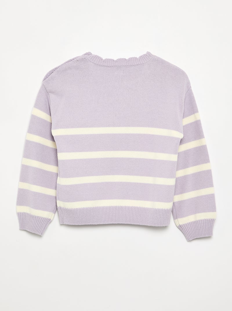 Pull avec ouverture boutonnée épaule Violet - Kiabi