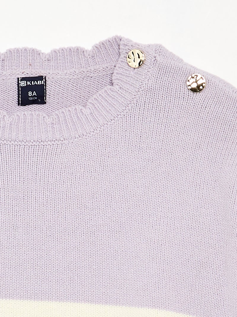 Pull avec ouverture boutonnée épaule Violet - Kiabi
