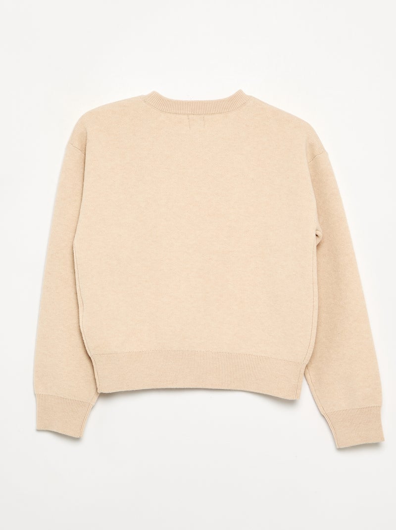 Pull avec perles Beige - Kiabi