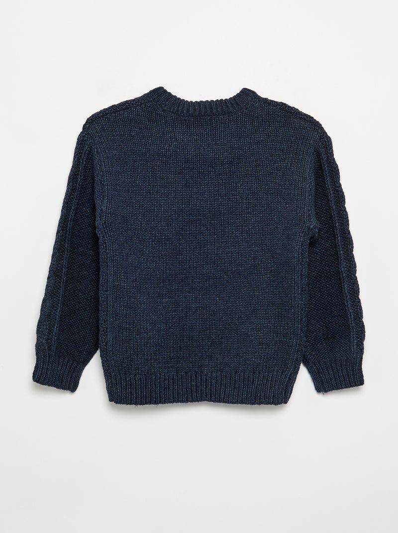 Pull avec torsades Bleu - Kiabi