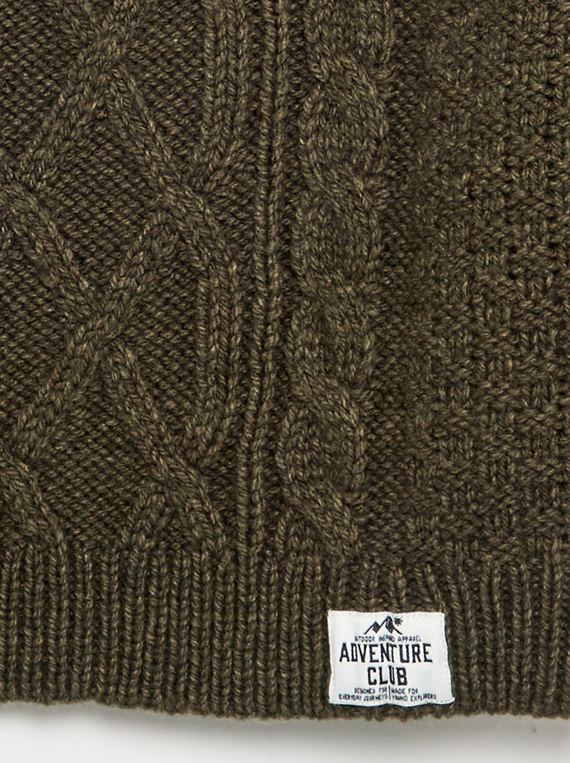 Pull avec torsades Vert foncé - Kiabi