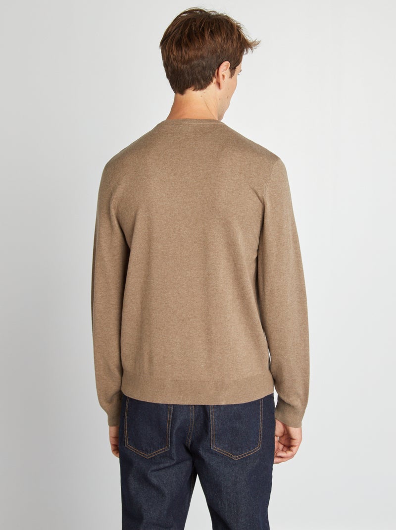 Pull basique en maille unie Beige - Kiabi