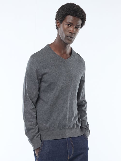 Pull basique en maille unie - Kiabi