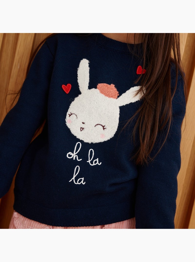 Pull bébé en tricot aimée Bleu - Kiabi