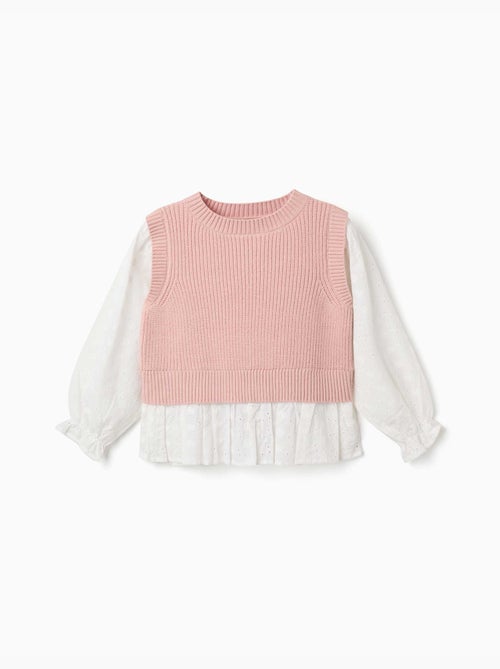 Pull bi-matière en maille et coton - Kiabi Pull bi-matière en maille et coton - Kiabi