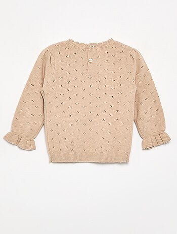 Pull brodé en maille pointelle