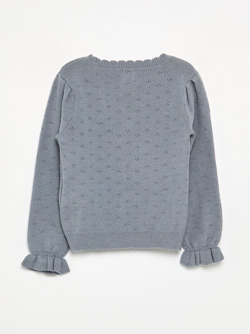 Pull brodé en maille pointelle - Kiabi Pull brodé en maille pointelle - Kiabi