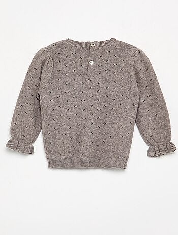 Pull brodé en maille pointelle