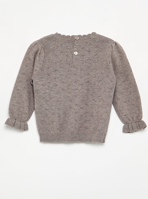 Pull brodé en maille pointelle - Kiabi