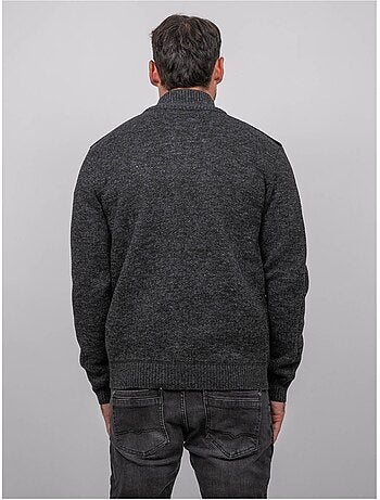 Pull camionneur zippé empiècements suédine lotiron