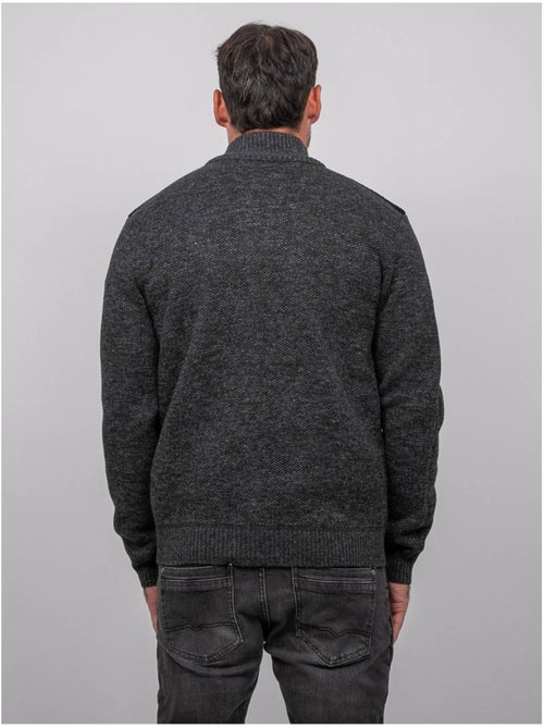 Pull camionneur zippé empiècements suédine lotiron - Kiabi