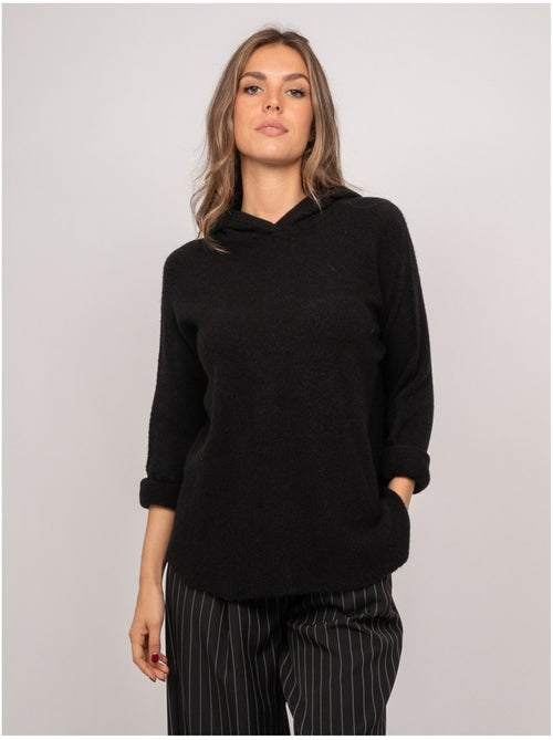 Pull capuche maille douce mélangée à l'alpaga kattem - Kiabi