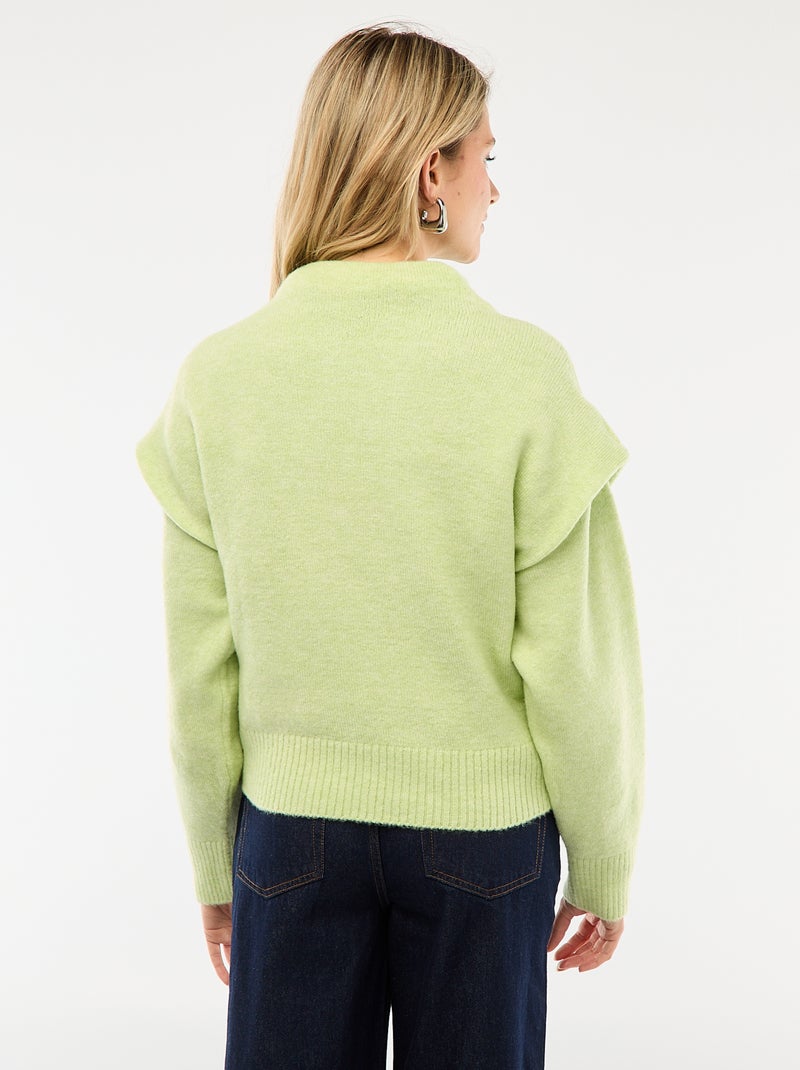 Pull chaud à col montant Vert - Kiabi