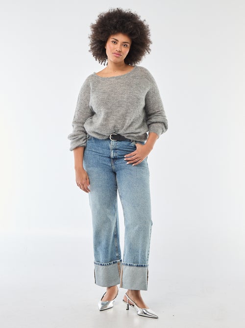 Pull chaud à col rond en mohair - Kiabi