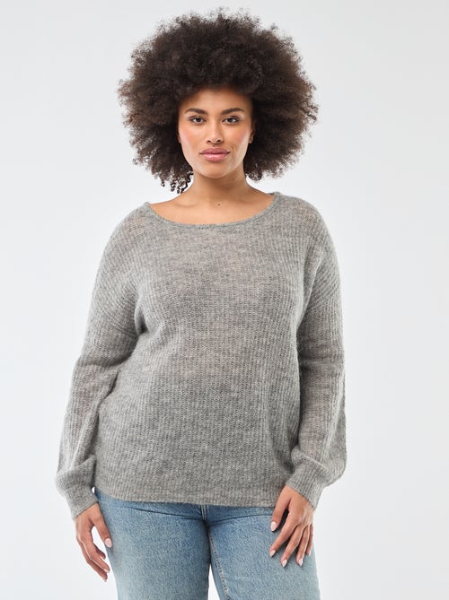 Pull chaud à col rond en mohair - Kiabi