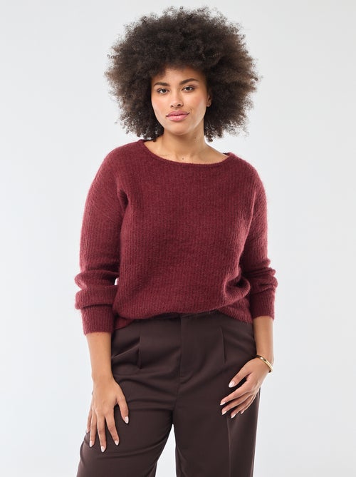 Pull chaud à col rond en mohair - Kiabi