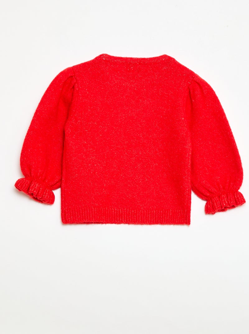 Pull chaud avec manches ballons Rouge - Kiabi