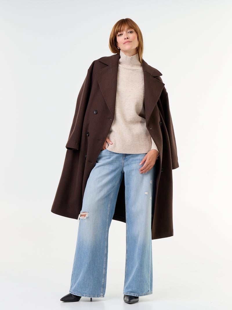 Pull chaud col montant Beige - Kiabi