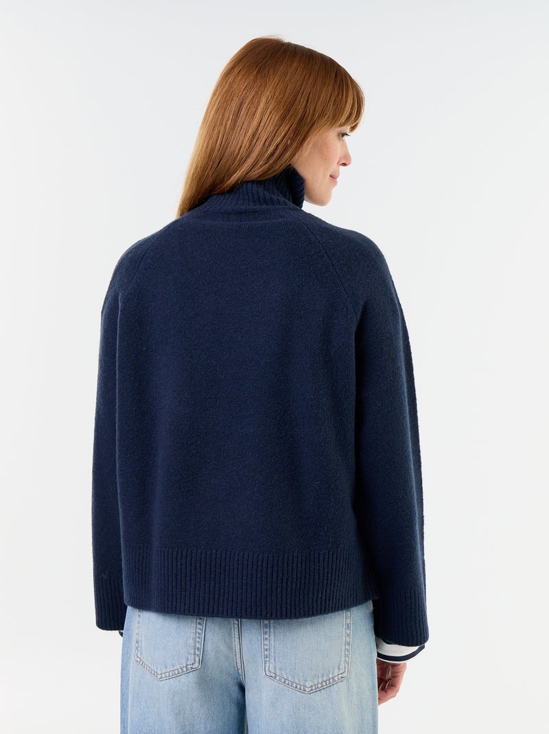 Pull chaud col montant Bleu - Kiabi