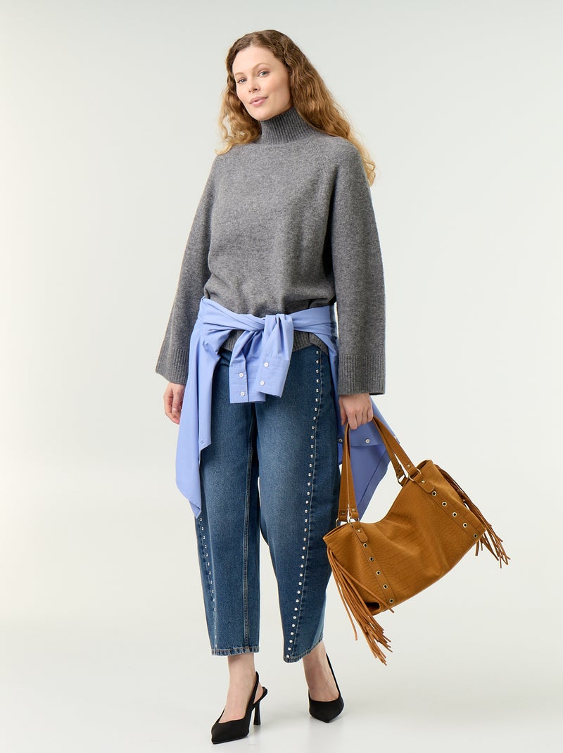 Pull chaud col montant Gris - Kiabi