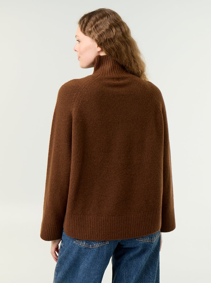Pull chaud col montant Marron - Kiabi