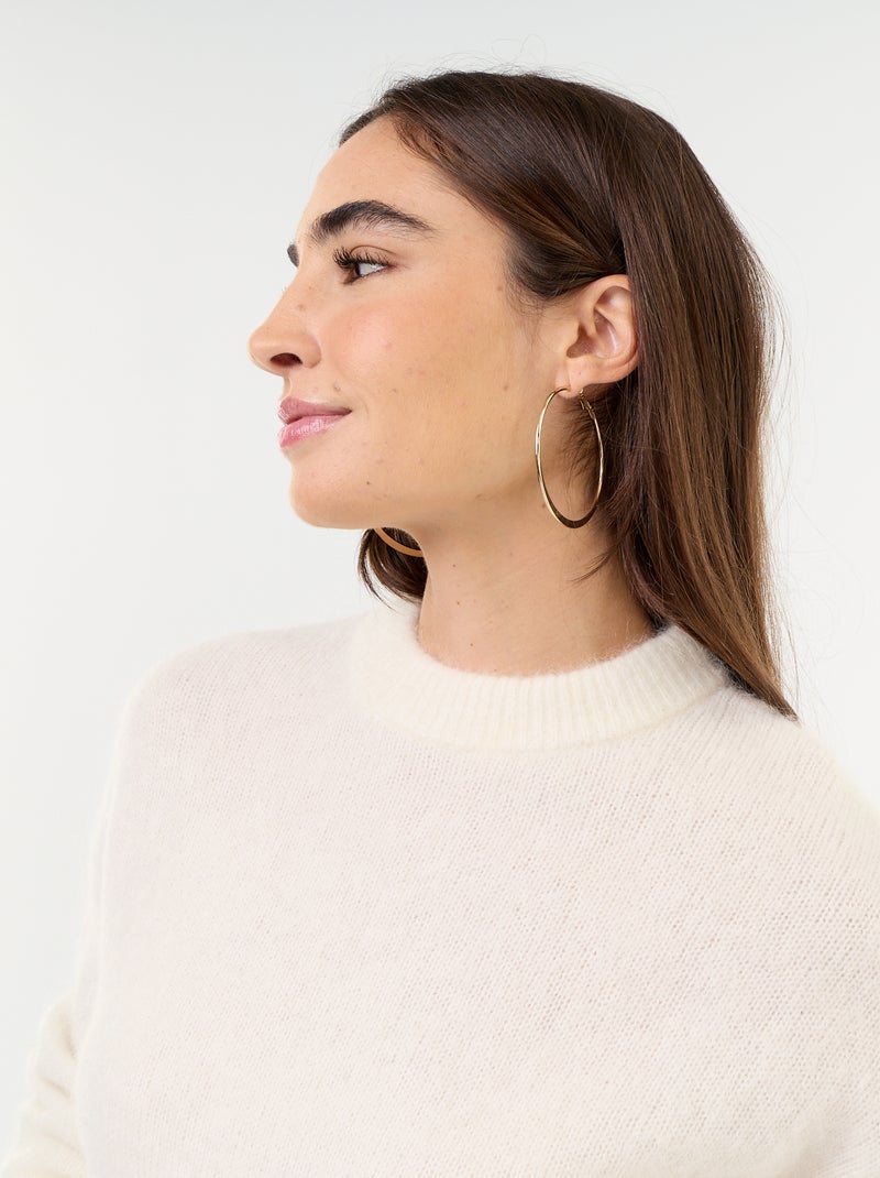 Pull chaud en mohair à col rond Beige - Kiabi