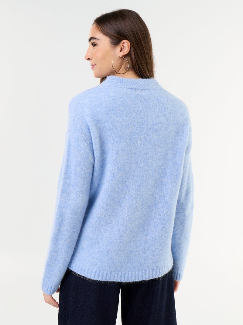 Pull chaud en mohair à col rond Bleu - Kiabi