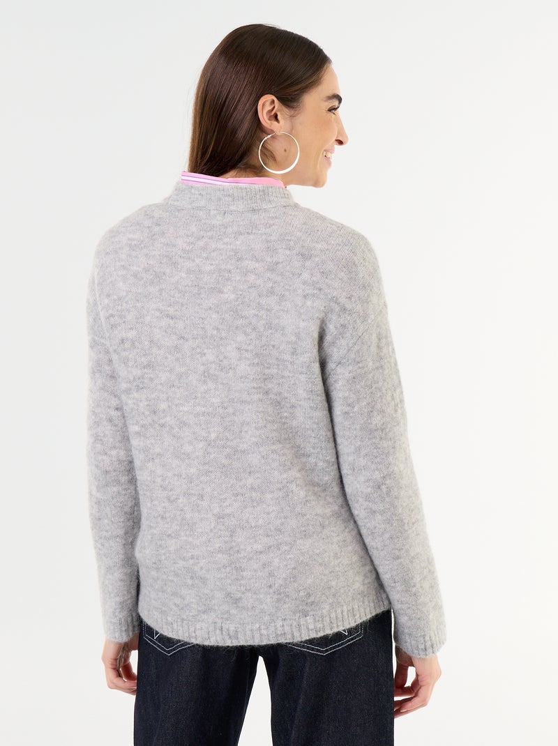 Pull chaud en mohair à col rond Gris - Kiabi