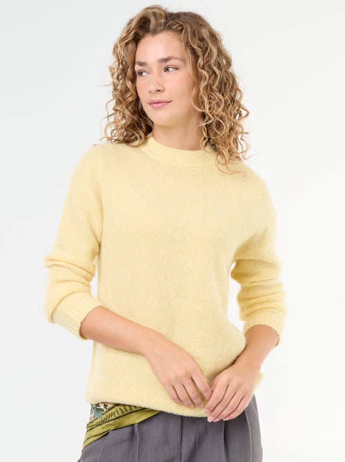 Pull chaud en mohair à col rond - Kiabi