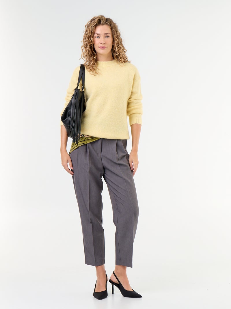 Pull chaud en mohair à col rond Jaune - Kiabi