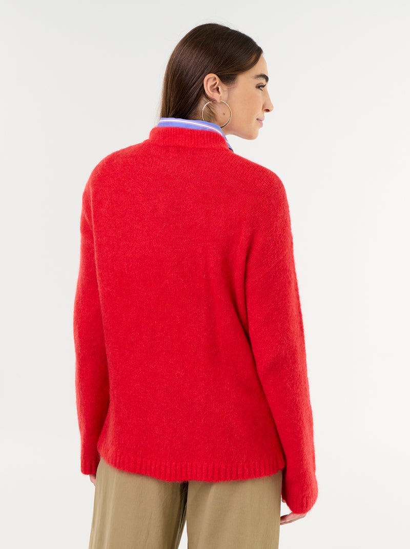 Pull chaud en mohair à col rond Rouge - Kiabi
