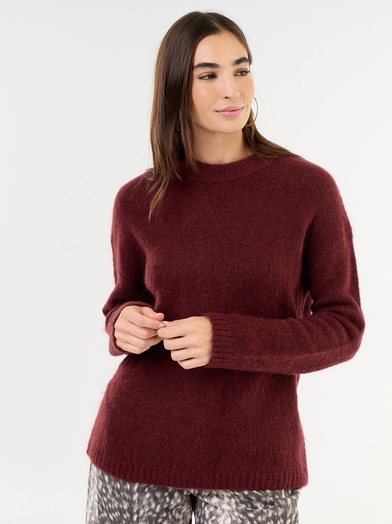 Pull chaud en mohair à col rond Violet - Kiabi