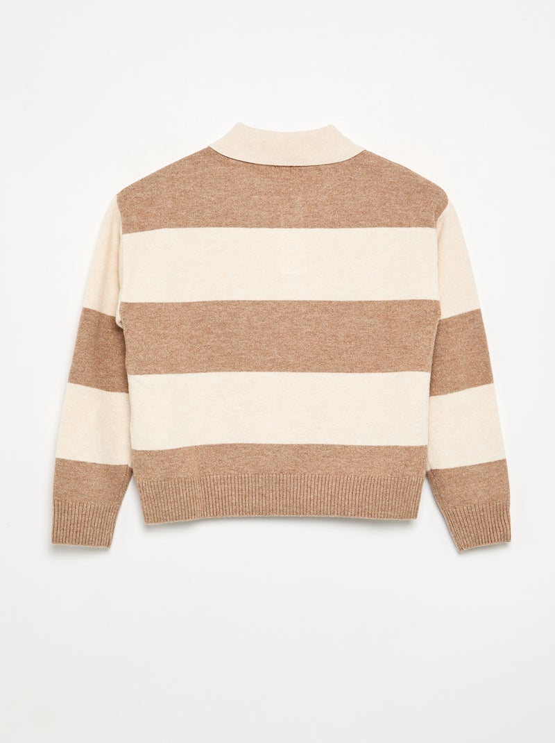 Pull chaud forme polo Beige - Kiabi
