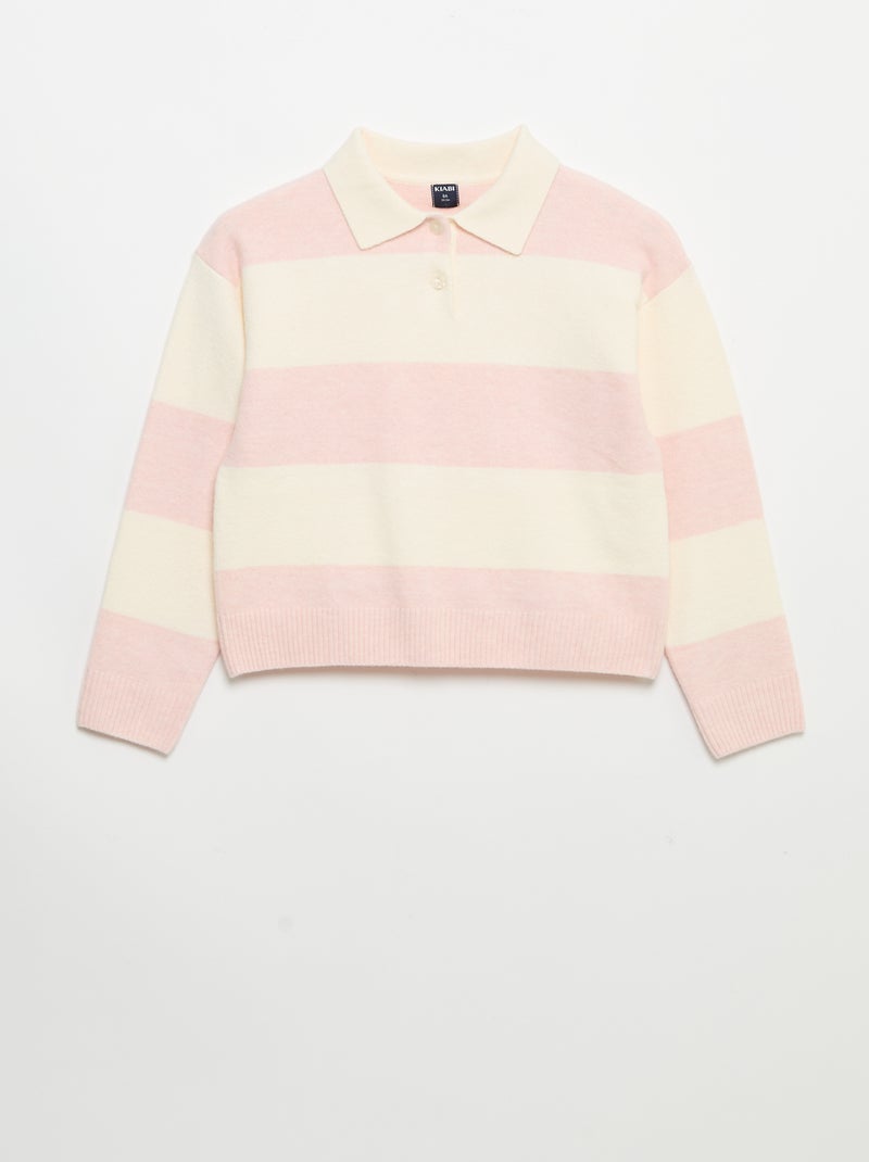 Pull chaud forme polo Rose - Kiabi