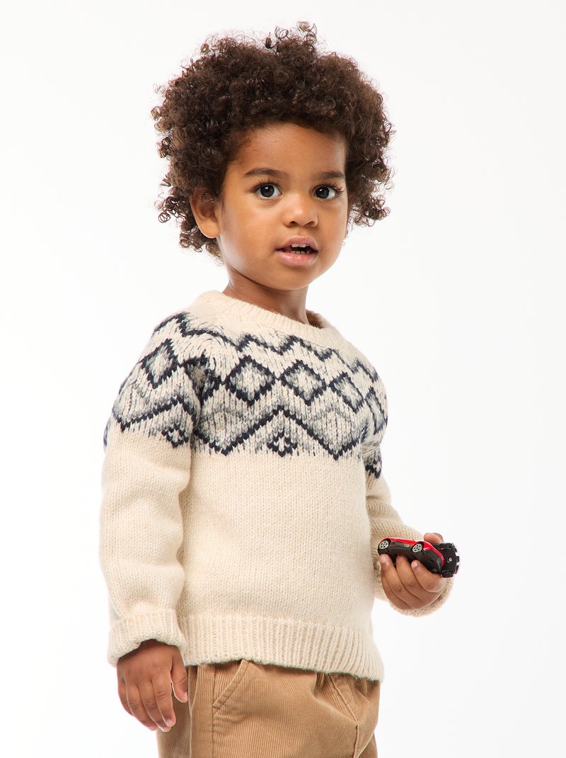 Pull chaud jacquard Blanc - Kiabi