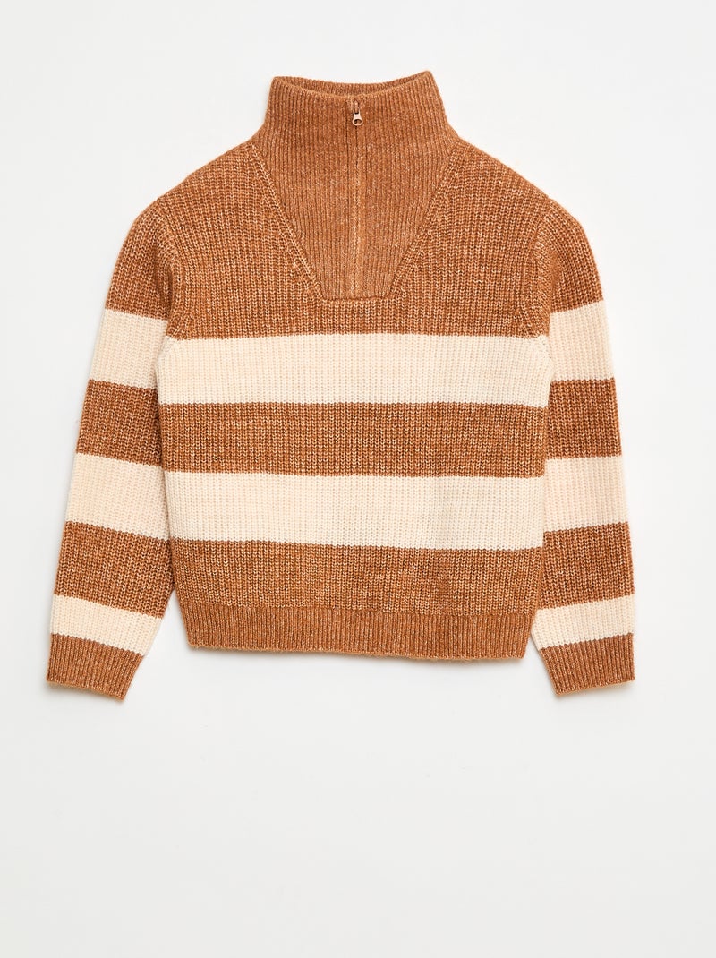 Pull chaud rayé Marron - Kiabi