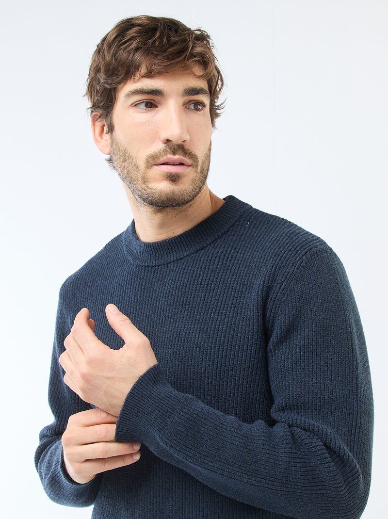 Pull chaud uni Bleu marine - Kiabi