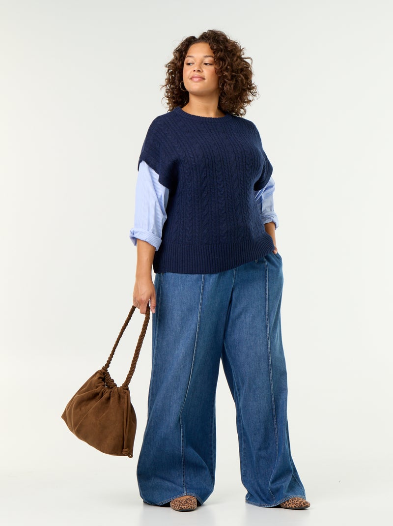 Pull chemise 2-en-1 Bleu - Kiabi