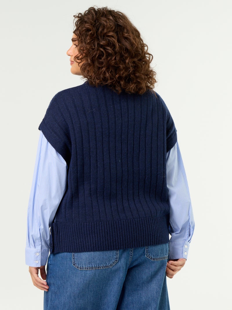 Pull chemise 2-en-1 Bleu - Kiabi