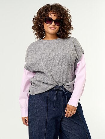 Pull chemise 2-en-1