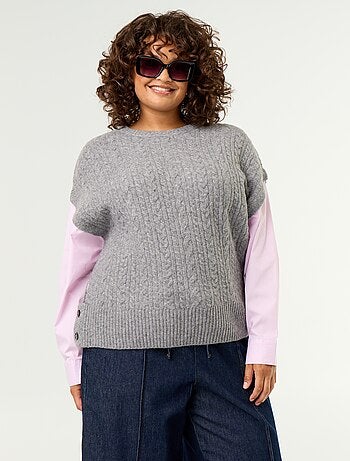 Pull chemise 2-en-1