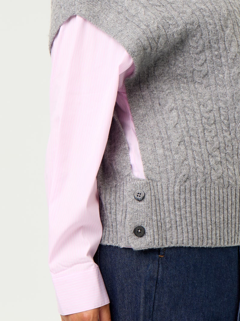 Pull chemise 2-en-1 Gris - Kiabi