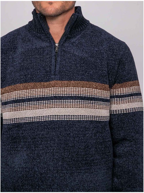 Pull chenille col camionneur zippé rayures latoria - Kiabi Pull chenille col camionneur zippé rayures latoria - Kiabi