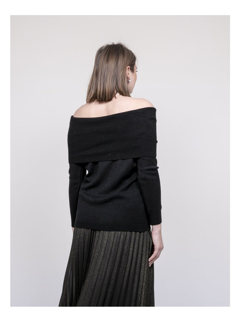 Pull col bardot katarina Noir - Kiabi