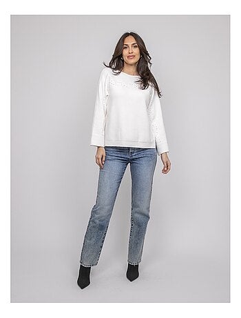 Pull col bateau avec strass kaju
