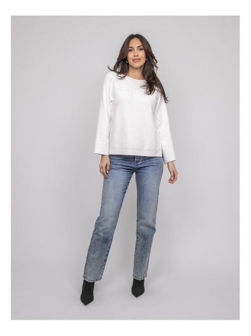 Pull col bateau avec strass kaju - Kiabi Pull col bateau avec strass kaju - Kiabi