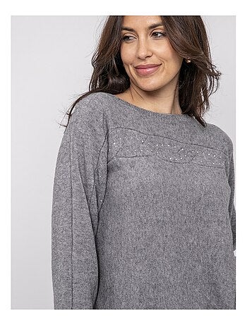 Pull col bateau avec strass kaju