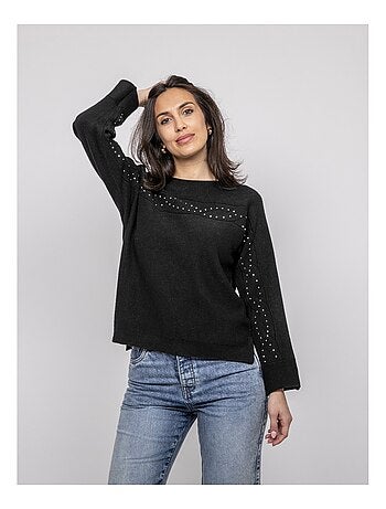 Pull col bateau avec strass kaju